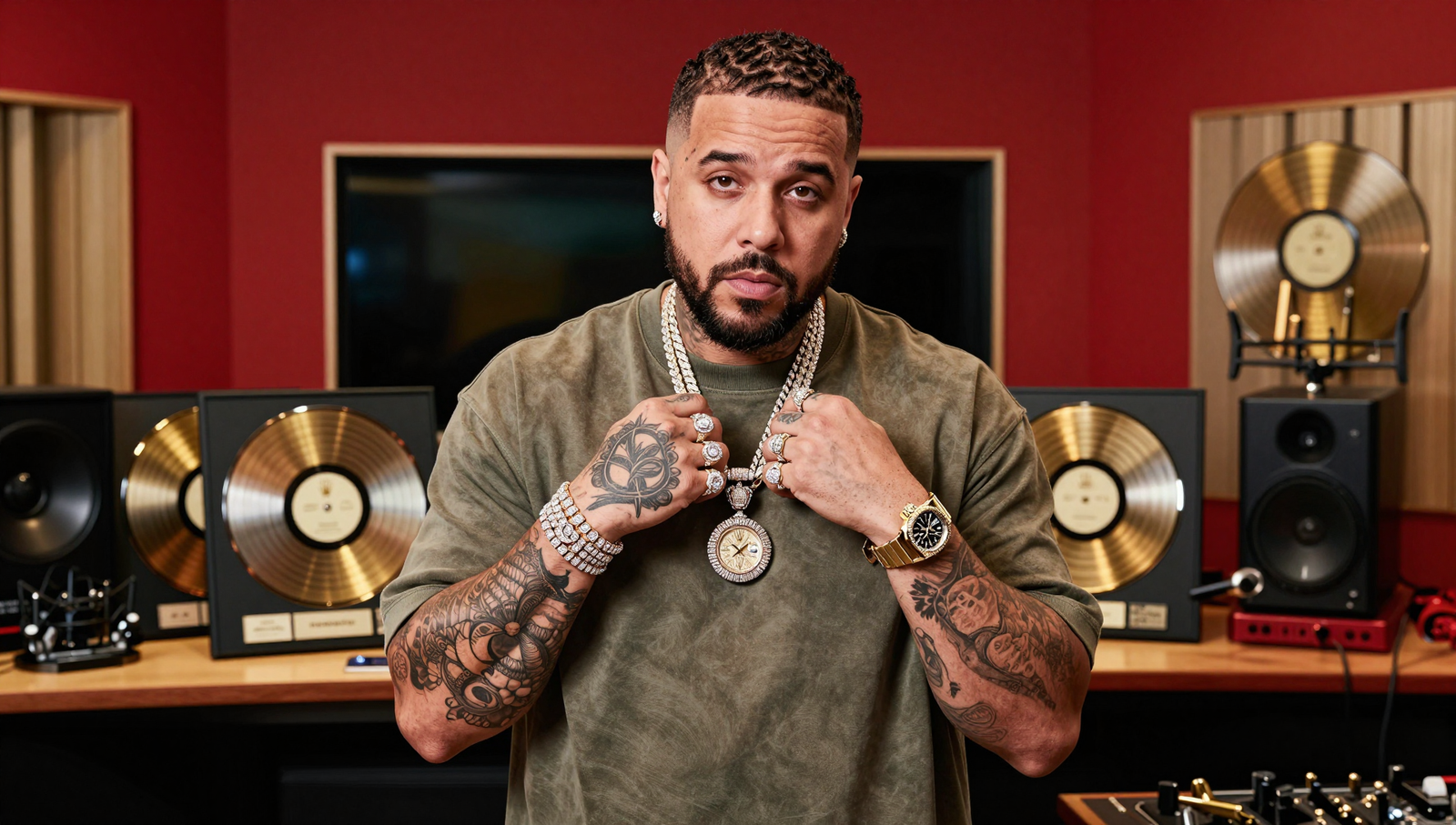 DJ Khaled net worth 2026 analysis showing his luxury recording studio and success